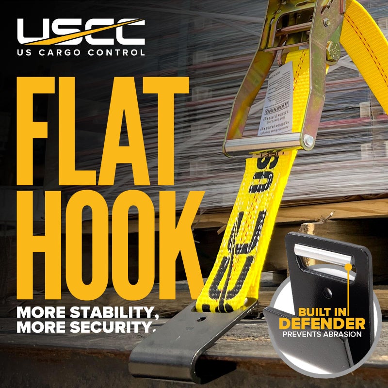 US Cargo Control Flat Hook Ratchet Strap 2 Inch X 18 Foot (2-Pack), 10,000 LBS Break Strength, Yellow Heavy Duty Ratchet Straps with Black Flat Hooks, Tie Downs for Flatbed Trailers - Image 4